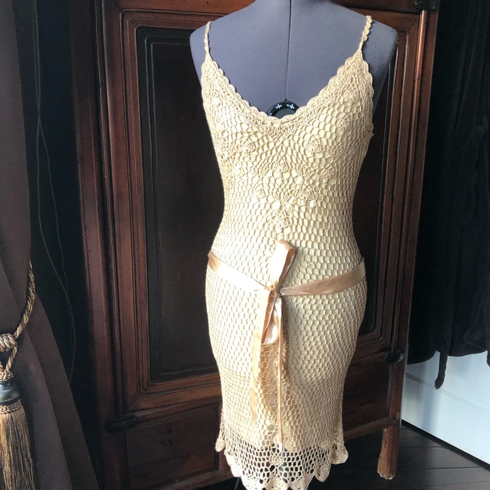 Crocheted body con dress size m